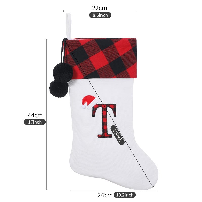 SIRIPHUM 20 Inches Initial Monogram Embroidered lettetr Christmas Stocking - Image 2